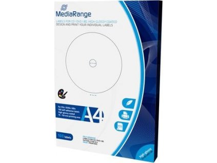 MediaRange CD/DVD/Blu-ray etikety 15mm - 118mm, lesklé