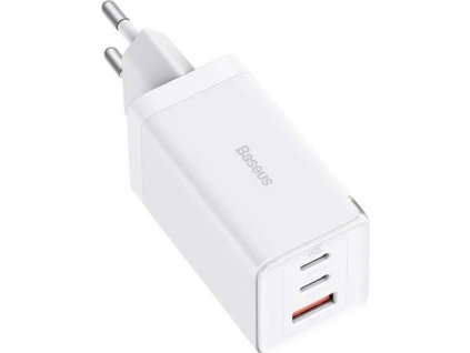 baseus gan5 pro rychlonabijeci adapter 2x usb c usb a 65w bila ien482568