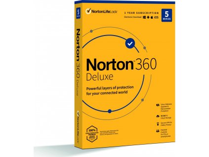 NORTON 360 DELUXE 50GB CZ 1uživatel, pro 5 zařízení, na 12 měsíců, box
