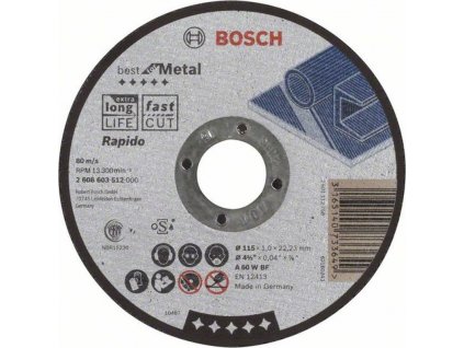 Bosch dělicí kotouč rovný Expert for Inox - Rapido, 115mm, 1,0mm, 22,23mm