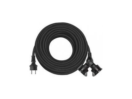 Venkovní prodlužovací kabel 20m / 2 zásuvky / černý / guma / 230 V / 1,5mm2