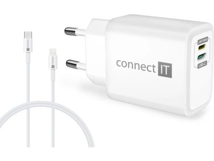 connect it duplex nabijeci adapter 1xlightning 1 usb c 20w kabel 27w bily ien518768