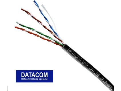 DATACOM UTP drát CAT5E PE,Fca 305m box černý OUTDOOR