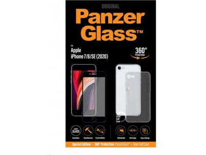 PanzerGlass Edge-to-Edge Bundle 2v1 pro Apple iPhone 7/8/SE 2020 černé (sklo + čirý TPU obal)