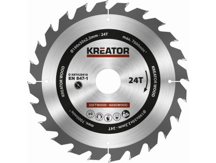 kreator krt020416 pilovy kotouc na drevo 190mm 24t ien494916