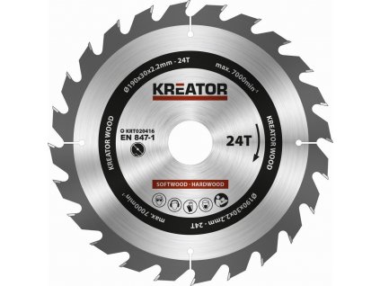 Kreator KRT020416 - Pilový kotouč na dřevo 190mm, 24T