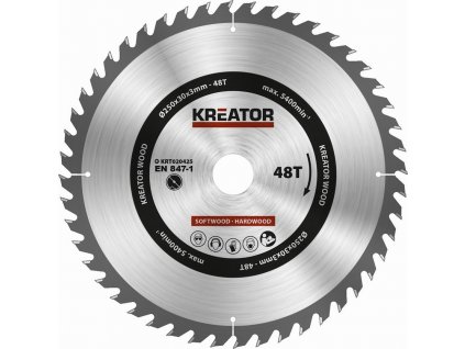 Kreator KRT020425 - Pilový kotouč na dřevo 250mm, 48T