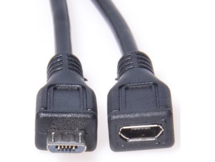 PremiumCord Kabel prodlužovací microUSB 2.0 male-female, černý 3m