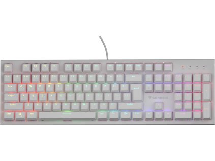 Genesis herní mechanická klávesnice THOR 303/RGB/Outemu Peach Silent/Drátová USB/US layout/Bílá