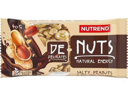 Nutrend DeNuts 40 g, slané arašídy v hořké čokoládě