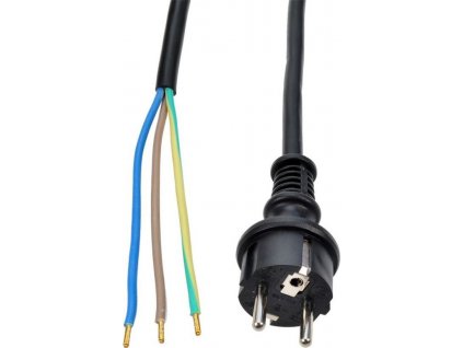 Solight flexo kabel, 3x 1,5mm2, gumová, černá, 2,5m