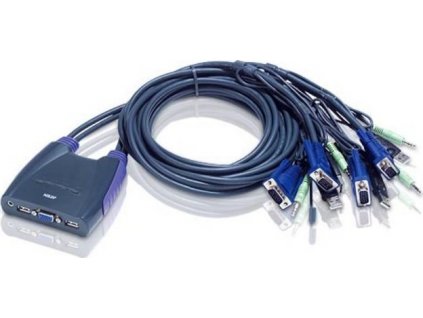 ATEN 4-port KVM USB mini, audio, 1.8m kabely