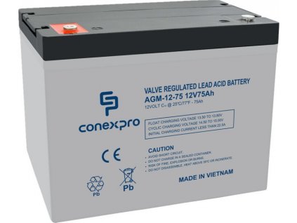 Conexpro baterie AGM 12V, 75Ah, životnost 10 let, M6