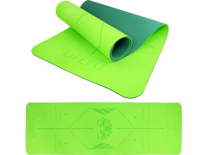 Podložka LIFEFIT YOGA MAT LOTOS DUO, 183x58x0,6cm, zelená