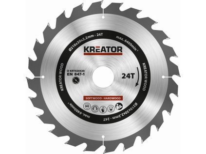 Kreator KRT020420 - Pilový kotouč na dřevo 210mm, 24T