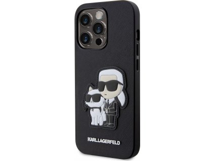 Karl Lagerfeld PU Saffiano Karl and Choupette NFT Zadní Kryt pro iPhone 14 Pro Max Black