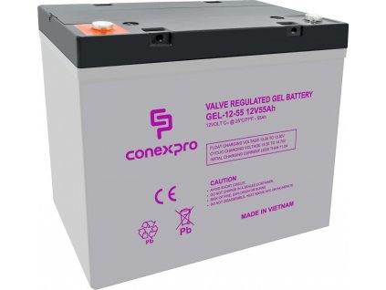 Conexpro baterie gelová, 12V, 55Ah, životnost 10-12 let, M6, Deep cycle