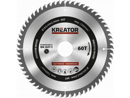 Kreator KRT020415 - Pilový kotouč na dřevo 185mm, 60T