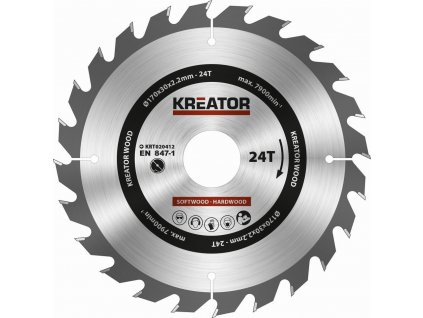 Kreator KRT020412 - Pilový kotouč na dřevo 170mm, 24T