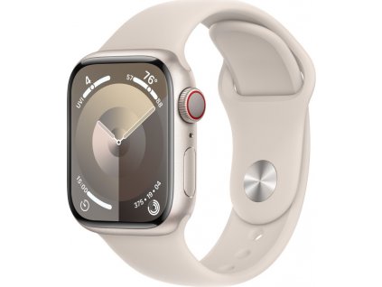 Apple Watch Series 9 41mm Cellular Hvězdně bílý hliník s hvězdně bílým sportovním řemínkem - S/M