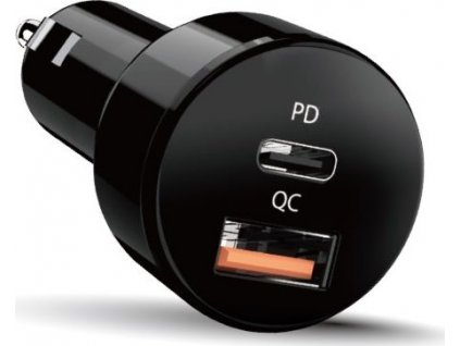GENIUS rychlo autonabíječka PD-36AC-Car, 36W (2x18W), rychlé nabíjení, USB-C PD3.0, USB-A QC3.0, černá