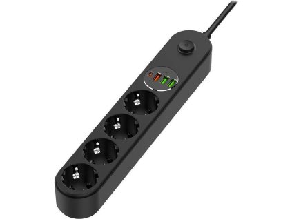 colorway prodluzovaci napajeci privod 4x schuko 3x usb a usb c 45w cerny kabel 2m ien528179