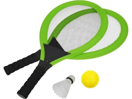 set na plazove hry tenis badminton 2xraketa soft micek badm kosik zelena ien456203
