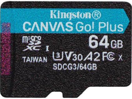 KINGSTON micro SDXC 64GB Canvas Go! Plus A2 U3 V30 170MB/s bez adaptéru