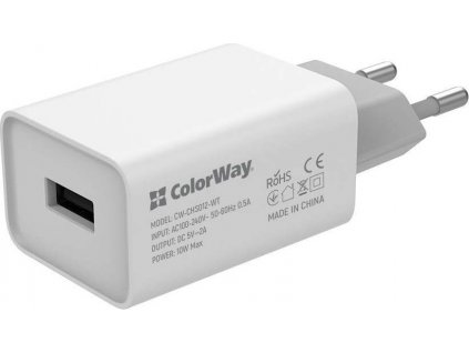 ColorWay AC nabíječka 1xUSB 10W, bílá