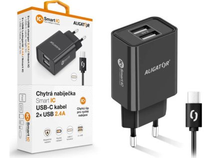 aligator sitova nabijecka usb c 2xusb vystup 2 4a smart ic cerna ien552793