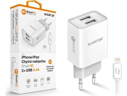aligator sitova nabijecka iphone ipad 2xusb vyst 2 4a smart ic bila ien552796