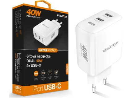 rychla nabijecka aligator pd 40w 2xusb c bila ien552808