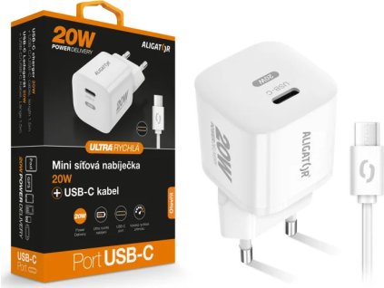 rychla nabijecka aligator mini pd 20w usb c usb c kabel bila ien552805