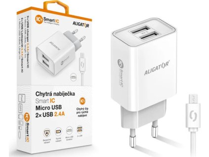 aligator sitova nabijecka microusb 2xusb vyst 2 4a smart ic bila ien552792