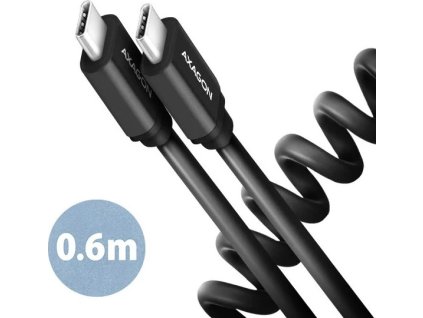 axagon bucm cm10tb twister kabel usb c usb c 0 6m usb 2 0 pd 60w 3a alu tpe cerny ien391500