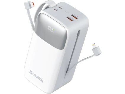 colorway powerbanka 50 000mah 1x usb qc3 0 usb c lightning 22 5w bila ien522047