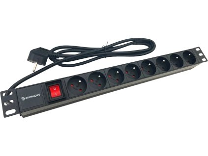 conexpro 19 rozvodny panel 8x 230v fr 16a 1 4m cerny ien533201