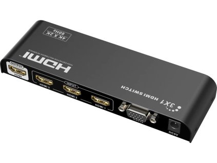 premiumcord 4kx2k 60hz hdmi switch 3 1 kovovy s dalkovym ovladacem a napajecim adapterem ien468225