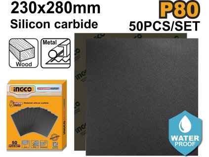 ingco papir brusny p80 230 x 280mm 50 ks ien555533