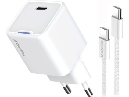 colorway 1x usb c sitova nabijecka gan pd pps 35w vcetne 100cm kabelu bila ien563383