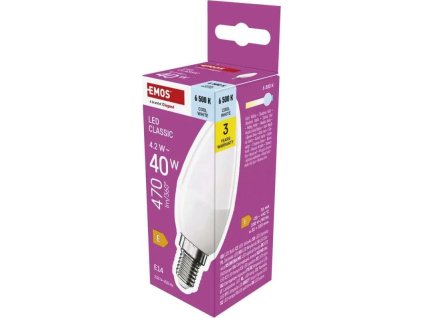 led zarovka classic svicka e14 4 2 w 40 w 470 lm studena bila ien537752