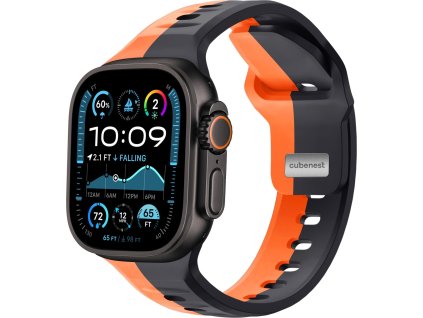 cubenest premium silicone band black with orange 42 49mm ien565138