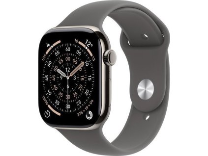 apple watch series 11 gps cellular 42mm natural titanium case with stone grey sport band m l ien563008