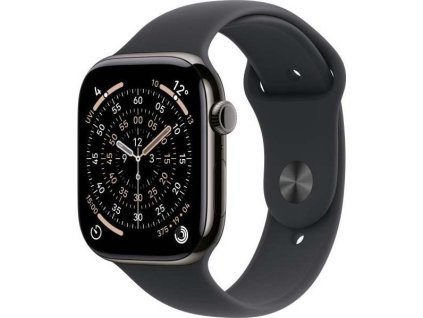 apple watch series 11 gps cellular 46mm slate titanium case with black sport band s m ien563033