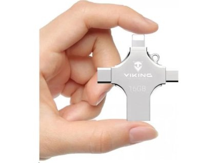 viking usb flash disk 3 0 4v1 s koncovkou lightning micro usb usb usb c 16 gb stribrna ien408260