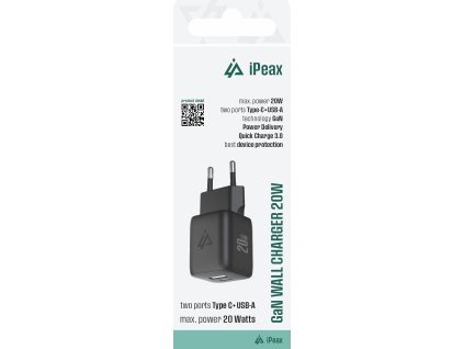 ipeax gan sitova nabijecka 20w usb c usb a cerna ien566712