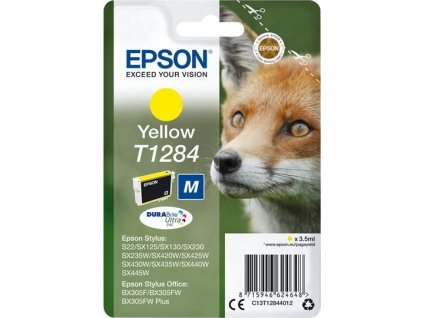 Epson T1284 Yellow 3,5ml pro Stylus S22/SX125/SX130/420W/425W, Stylus Office BX305F - originální