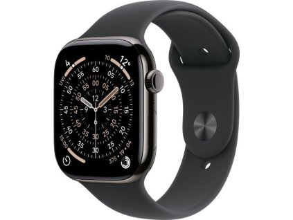 apple watch series 11 gps cellular 42mm slate titanium case with black sport band s m ien563010