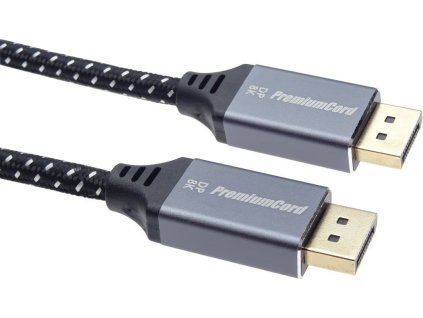 PremiumCord DisplayPort 1.4 přípojný kabel, kovové a zlacené konektory, 1m