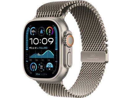 apple watch ultra 2 gps cellular 49mm natural titanium case with natural titanium milanese loop l mx5t3cs a ien529778